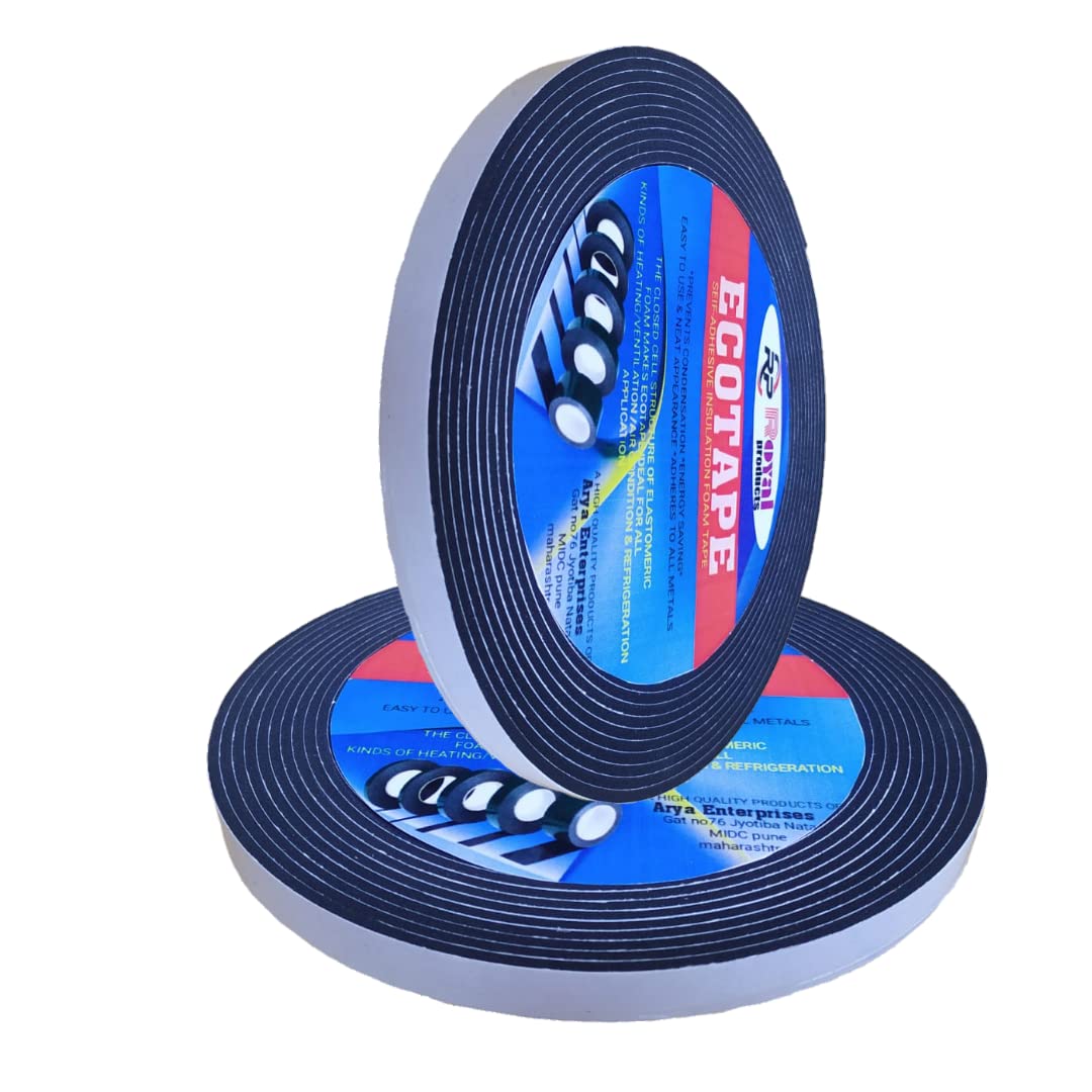Royal products single side high density adhesive foam tape, weather stripling doors and window insulation Soundproofing Black colour (20 meter * 15 mm * 3mm thickness) (Pack of 2) Royal products single side high density adhesive foam tape, weather stripling doors and window insulation Soundproofing Black colour (20 meter * 15 mm * 3mm thickness) (Pack of 2)