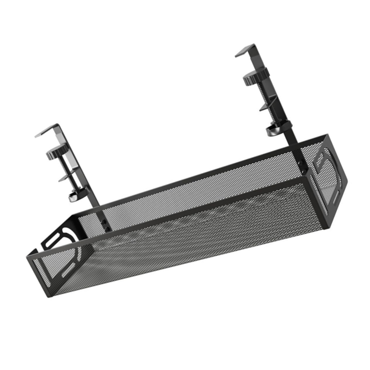 Organizador de Cables bajo Escritorio Resistente y Multiusos Bandeja de Almacenamiento para Cables Regleta y Cargadores Soporte Negro para Oficina y Hogar