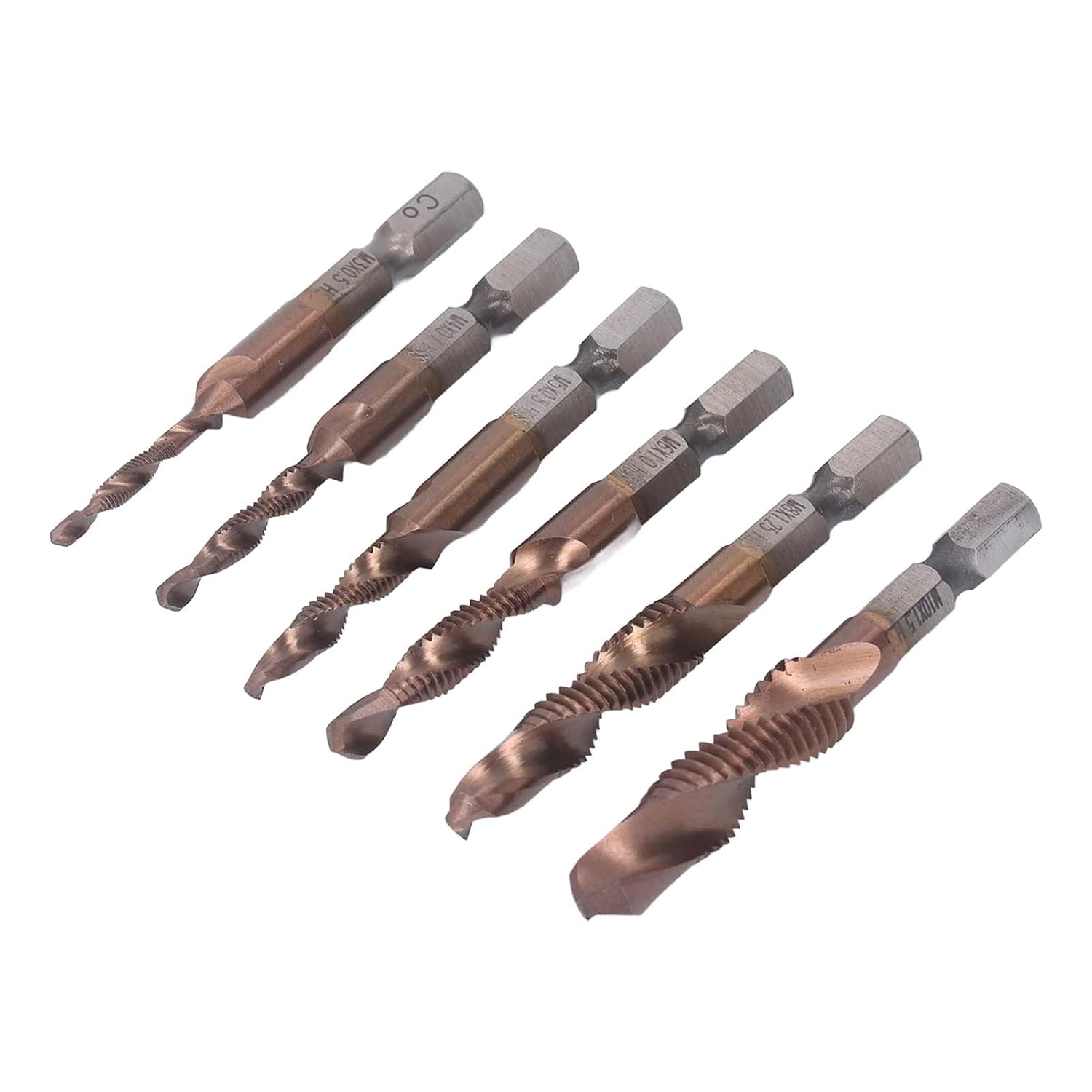 6 Pack 2 in 1 Tapping Drilling Bits, Coated HSS, High Speed Steel Drill and Tap Combo Set for Steel, Aluminum, DIY and Professional Use