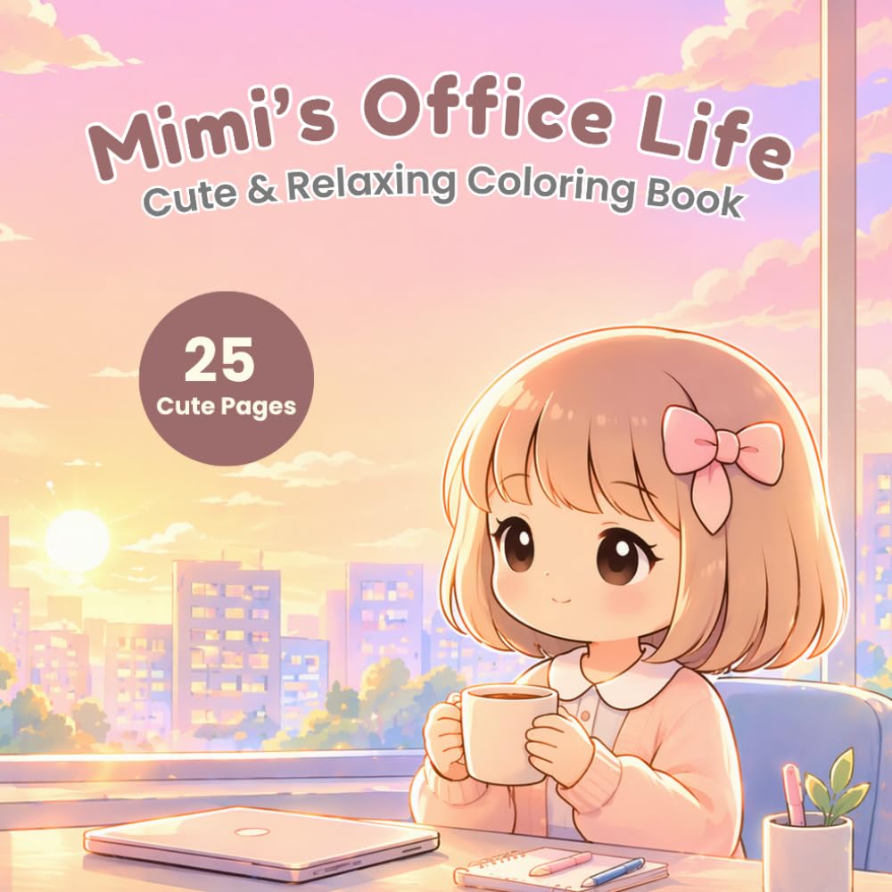 Mimi’s Office Life Coloring Book: Cute & Cozy Workplace Scenes for Relaxation – 25 Simple and Adorable Pages for Stress Relief (Mimi Coloring Series)