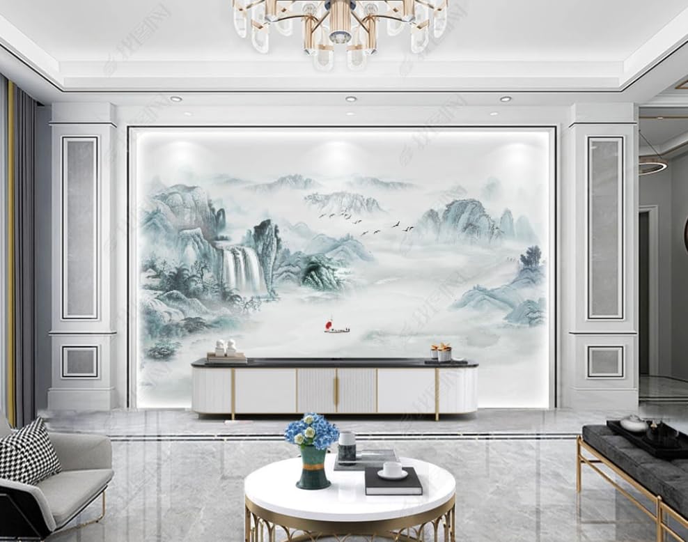 Papier peint intissé marbre chinois mural salon et chambre 250x175 cm