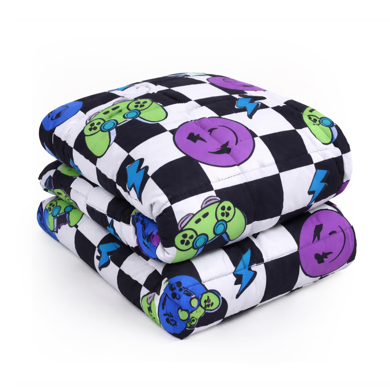 Ohs Men's Checkerboard Super Soft Weighted Blanket Adult, 3Kg Gaming Weighted Blanket Sleep Therapy Stress Anxiety Relief For Adults, Multi - 100X150cm (Disclaimer: Only Suitable For Age 3+Years)