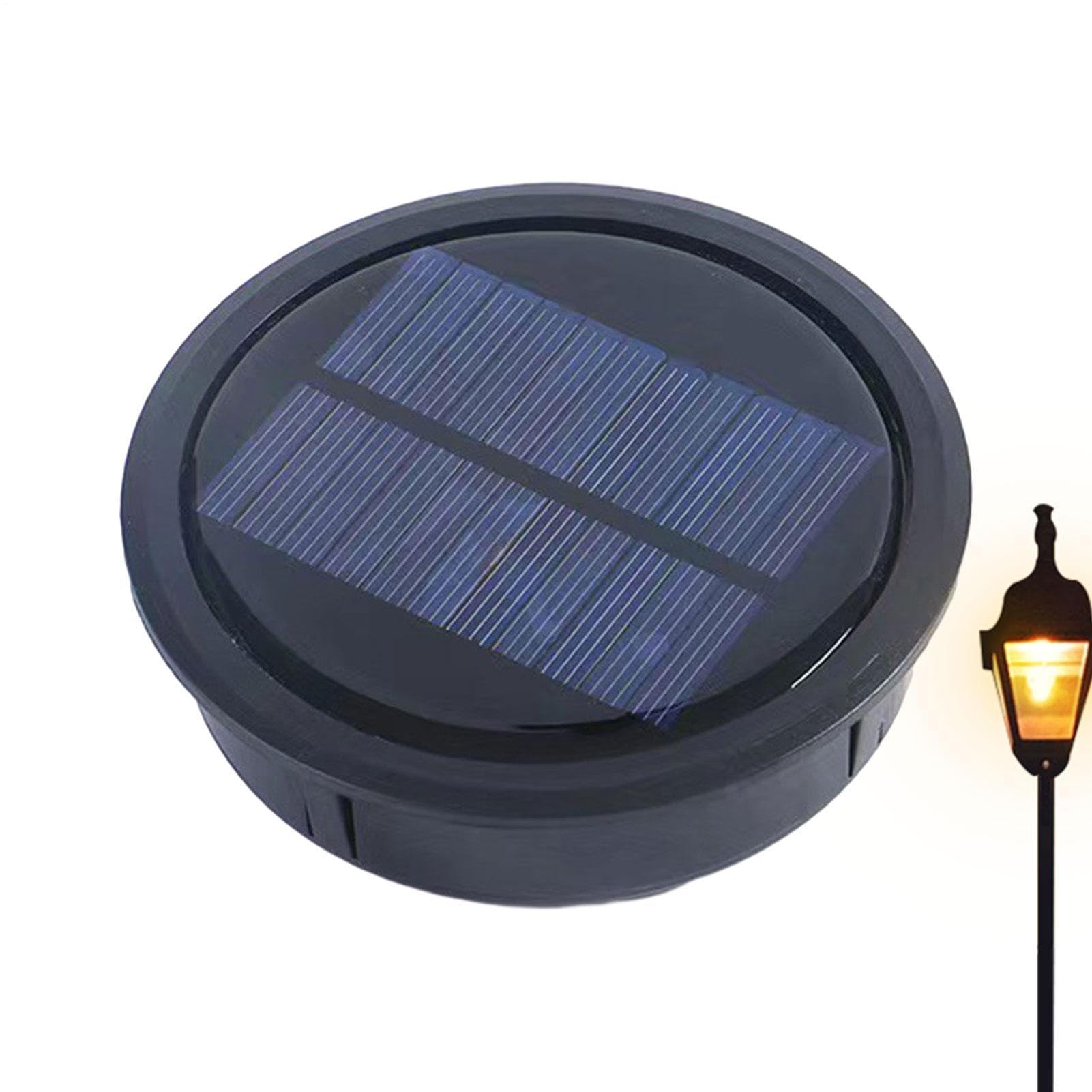 Qurygin 10CM LED Solar Light Lamp Replacement Top, Round Solar Light Replacement Part, Automatically On/Off Waterproof Lantern Lid Lights Bulb Replac-ement for Garden, Yard, Patio, Walkway