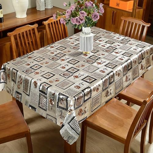 Image of Dakshya Industries PVC Waterproof Withoutlace Dining Table Cover (Size - 54X78 Inch) Rectangle 6 Seater Heat Rasistant, Gold Box