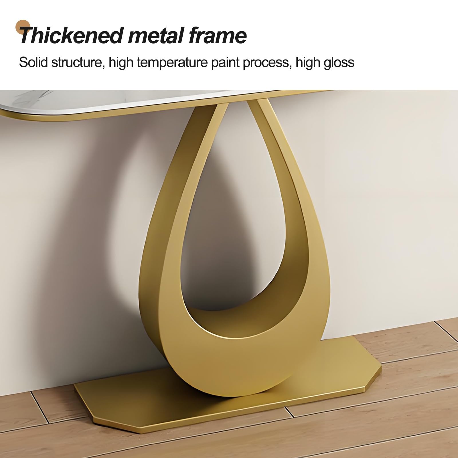 Stół wejściowy z marmurowym blatem i metalową podstawą, nowoczesny stolik do sofy do przedpokoju, salonu lub korytarza, stylowy i funkcjonalny design, 90 cm
