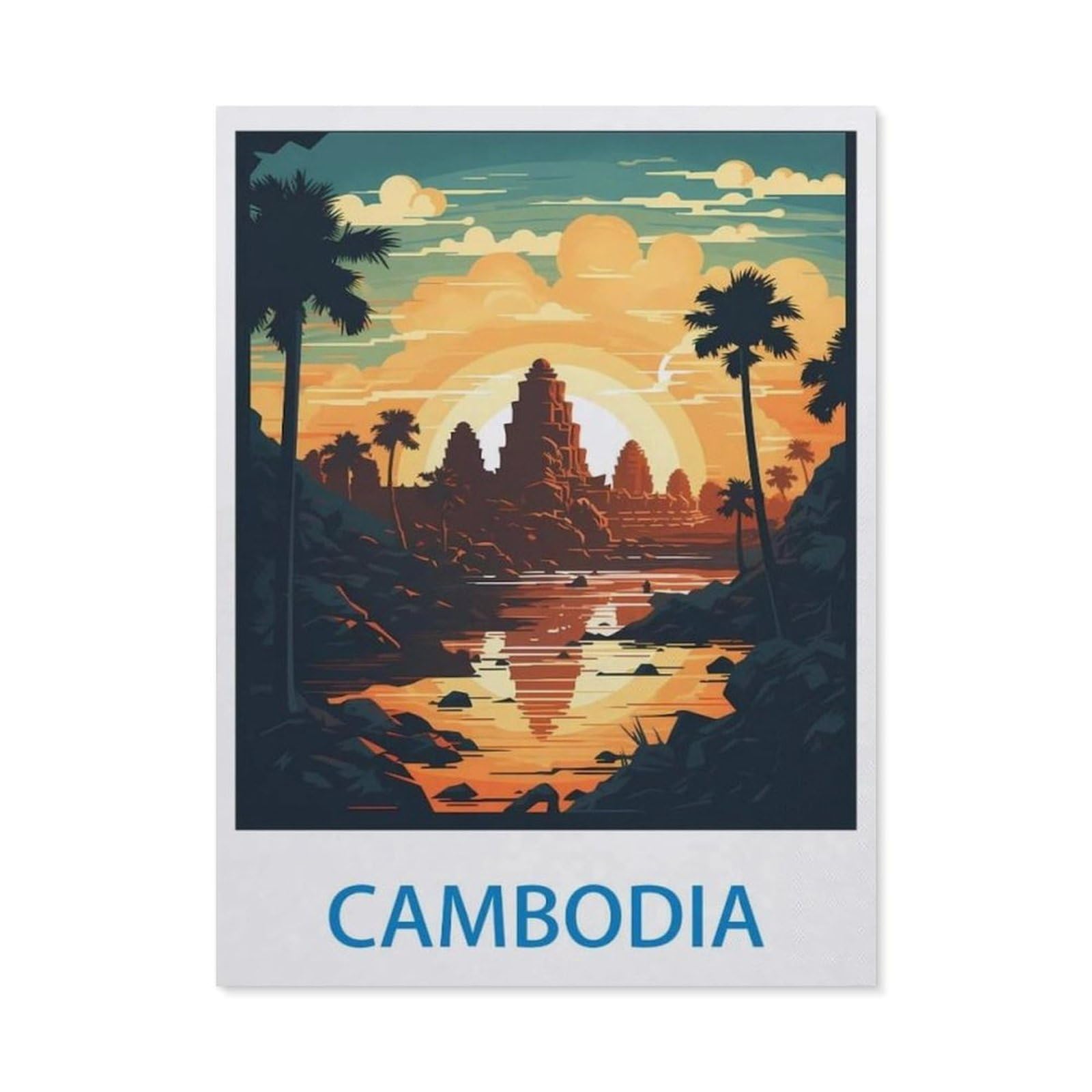 BEAYODKP Cambodia，5D DIY Diamond Painting Full Round Drill Diamond Embroidery Cross Stitch Rhinestone Mosaic Paintings Art（40 x 50 cm/15.74 x 19.68 inches）-CM56