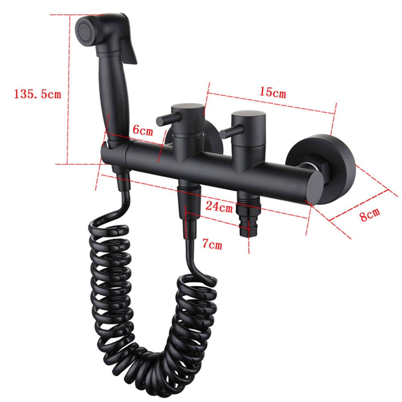Juego de ducha de bidé portátil negro montado en la pared, kit completo de higiene para baño, temperatura ajustable del agua, fácil instalación, ideal para uso doméstico