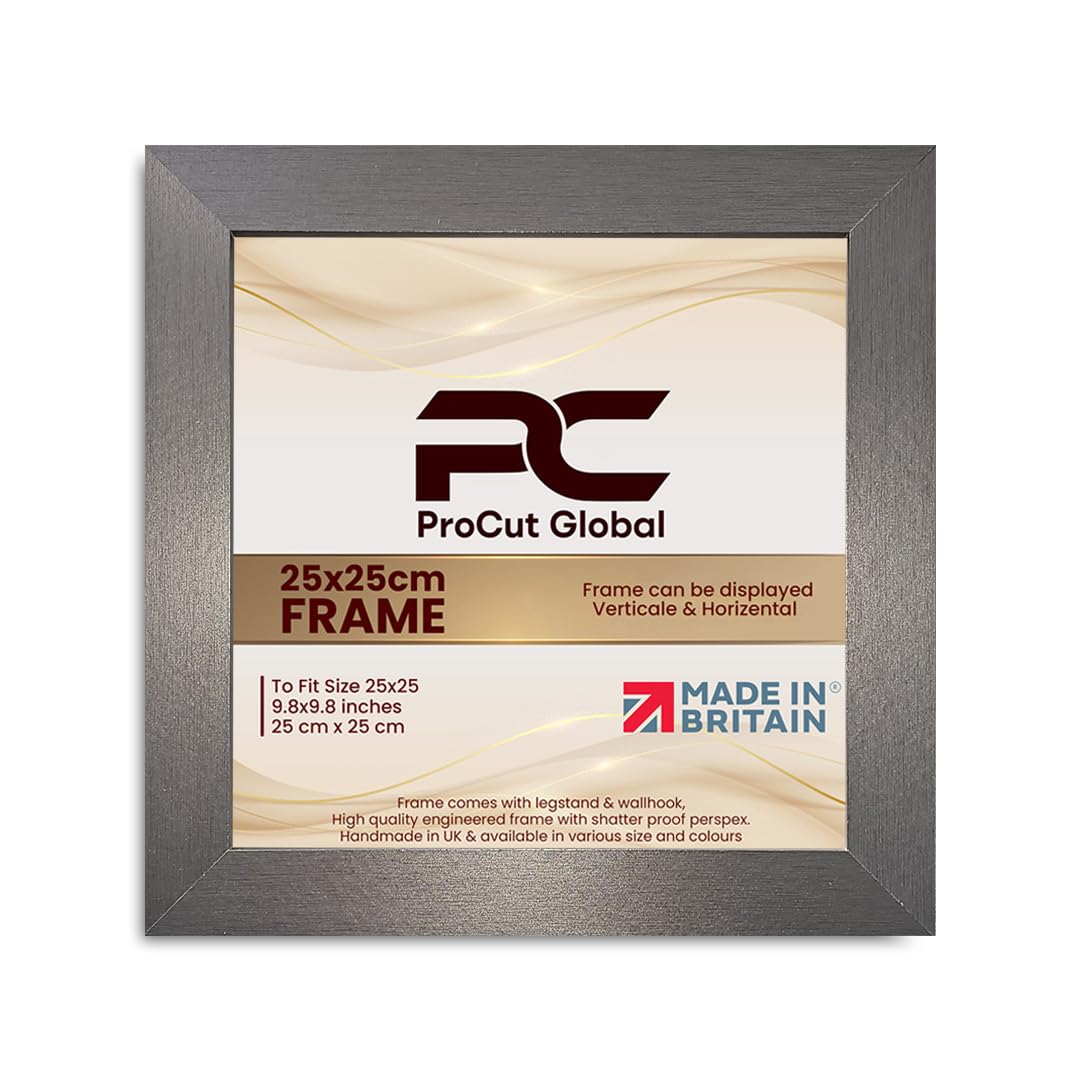 Procut Global 25X25CM Aluminium Picture Frames - Modern Wooden Photo Frame with Shatterproof Perspex for Wall or Tabletop - Perfect for Posters, Certificates, Prints - Sizes & Colors Available