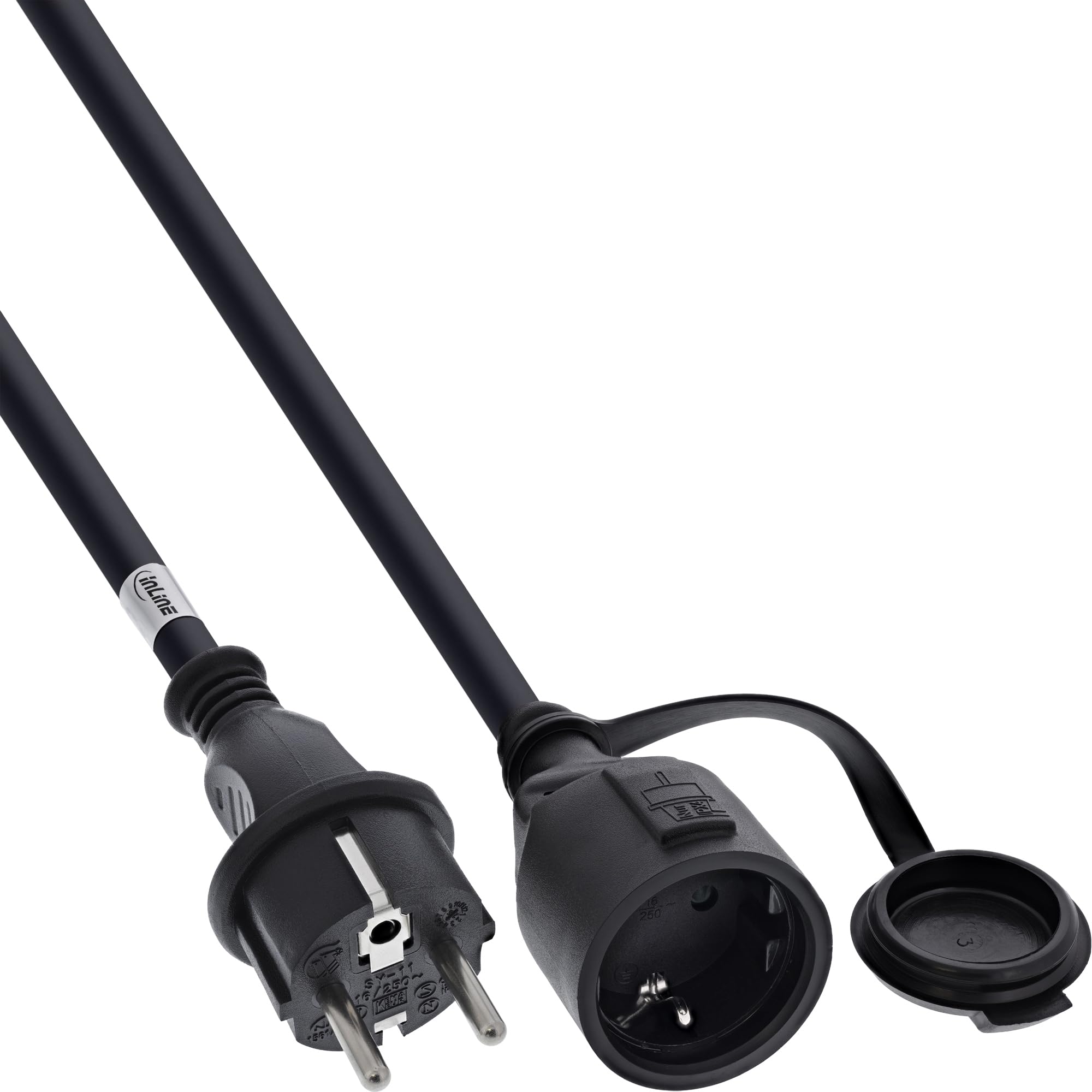 InLine Schutzkontakt-Verlängerung Outdoor IP44, 10 m, H07RN-F Gummileitung