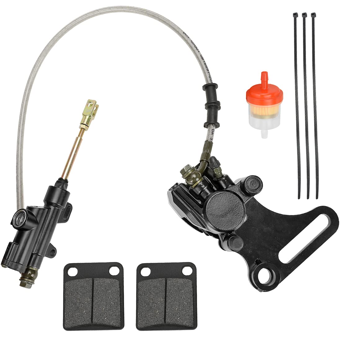 FVRITO 15mm Rear Foot Brake Hydraulic Master Cylinder Caliper Assembly for 70cc 90cc 110cc 125cc Taotao Coolster SSR SDG 107 Apollo RZF Thumpstar Pitster Pro Roketa Atomik DHZ Chinese Pit Dirt BIke