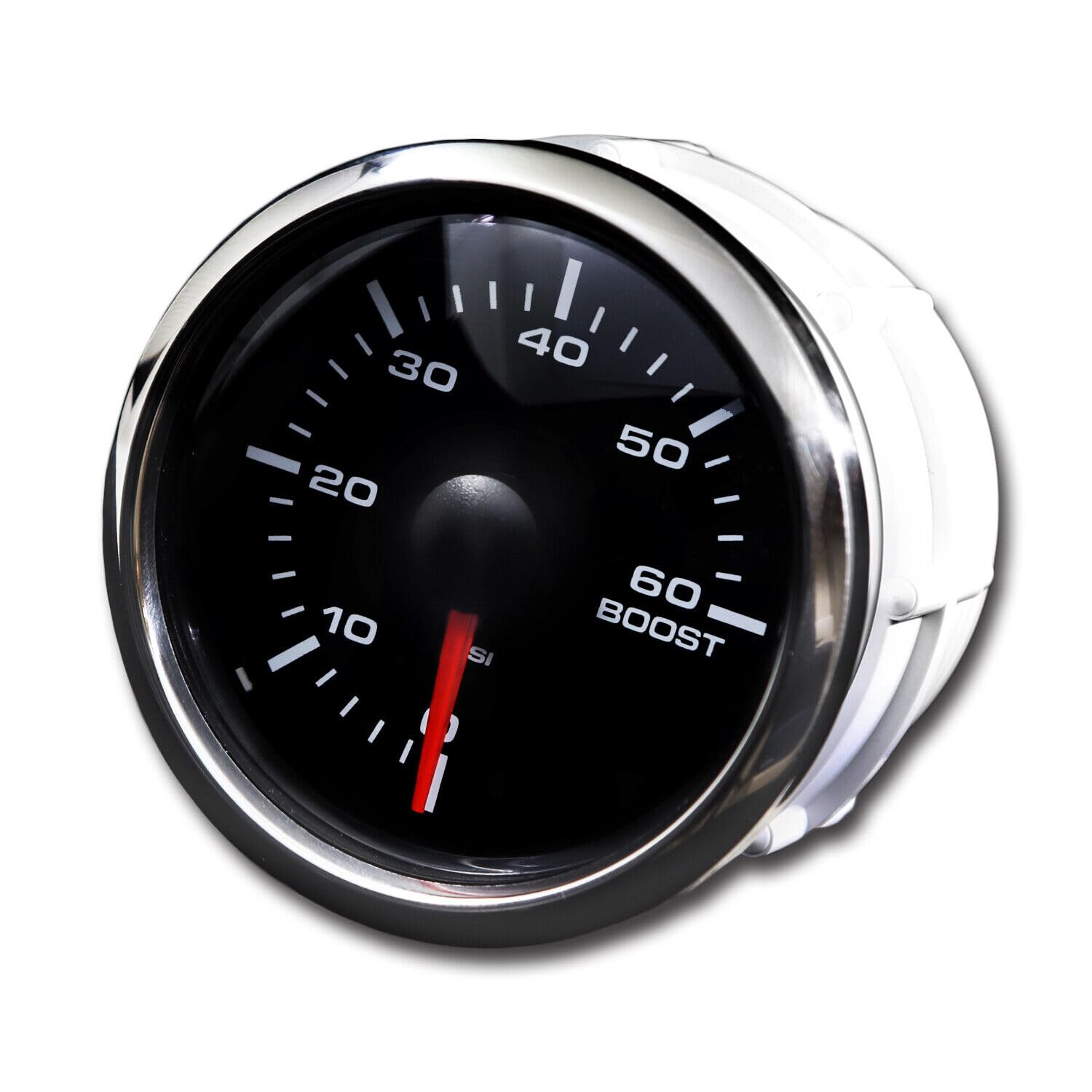 MOTOR METER RACING 52mm 2-1/16" Electrical Turbo Boost Gauge Electrical Boost Sensor 0~60 PSI Black Dial White LED Backlit Waterproof