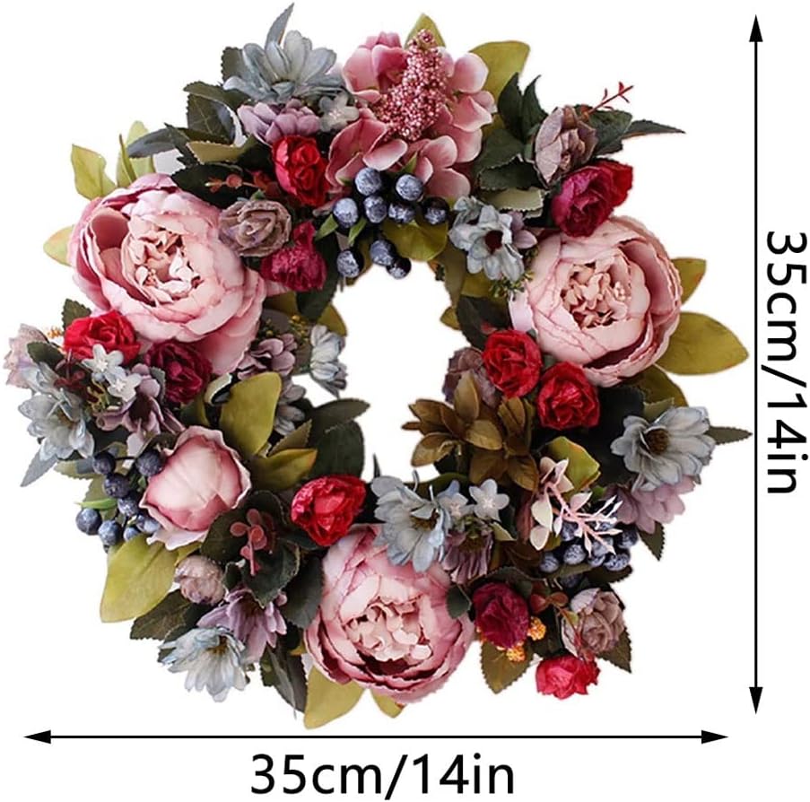 Large Garland Artificial Peony Flower Wreath Wall Hanging Front Door Wreaths Home Decoration Farmhouse Decor