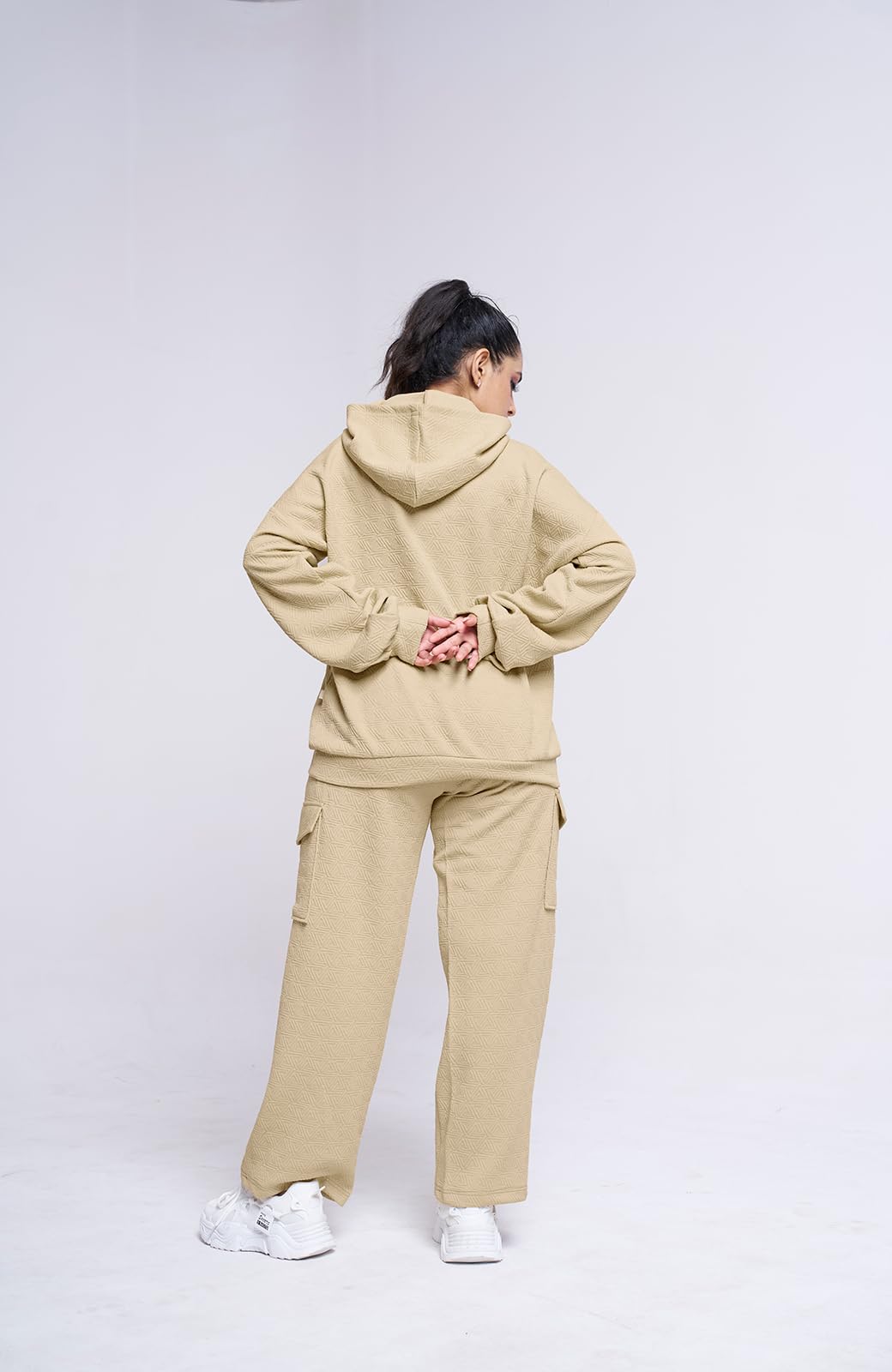GRECIILOOKS Elegante sudadera con capucha y pantalones cálidos para mujer, conjunto de vestido de invierno, ropa informal para viajes y relajación