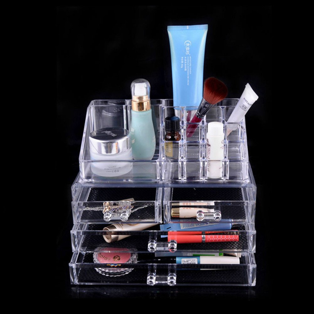 Dreamaccess Acrylic Transparent Multiple Compartments Lady Make Up Accessory Storage Toiletry Box-Style 1