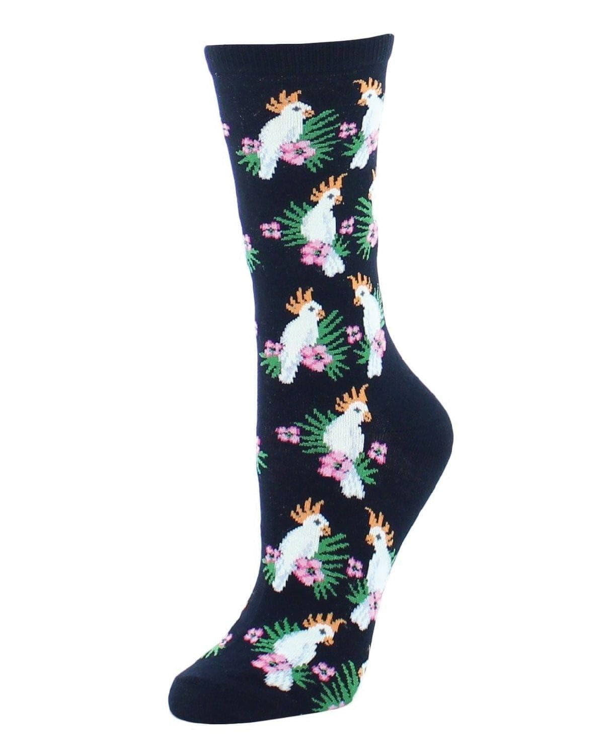 MeMoi Cockatoo Rayon Blend Crew Socks Black One Size