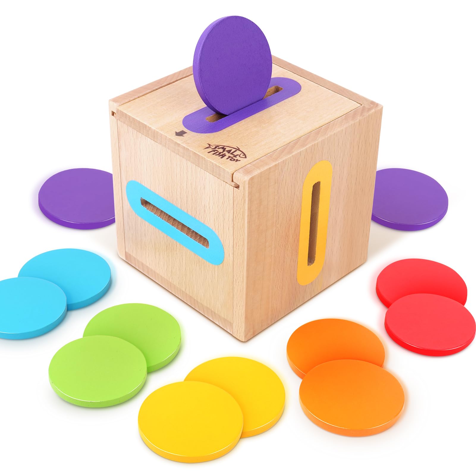 Montessori Toys for 1 2 3 Year Old: Fine Motor Skills Toys Wooden Color Sorting Sensory Toy for 1-3 Year Old, Object Permanence Wooden Learning
