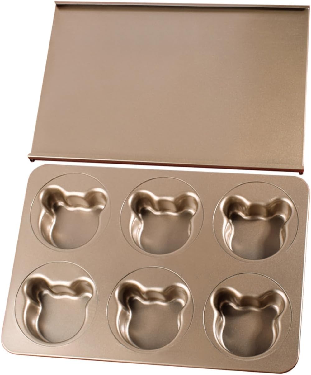 GLEAVI 6-Cavity Bread Baking Mold Lid Non-Stick Metal Mold for DIY Red Bean Buns for Home Bakers and Party Supplies