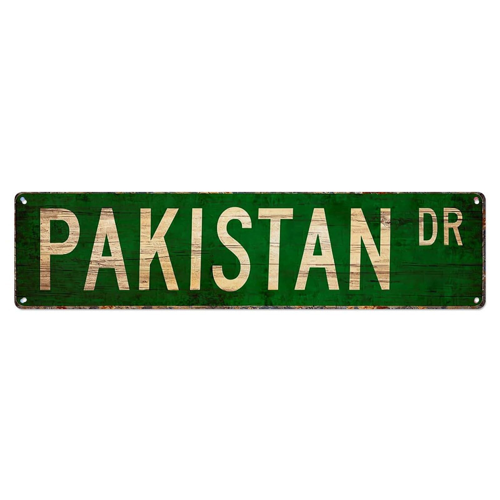 Jdyaojiesheng Vintage Pakistan Dr Street Sign Tin Sign Retro Metal Wall Decor Metal Poster, Home Bar Garage Farmhouse Cafe Wall Art Decoration 4X16inch