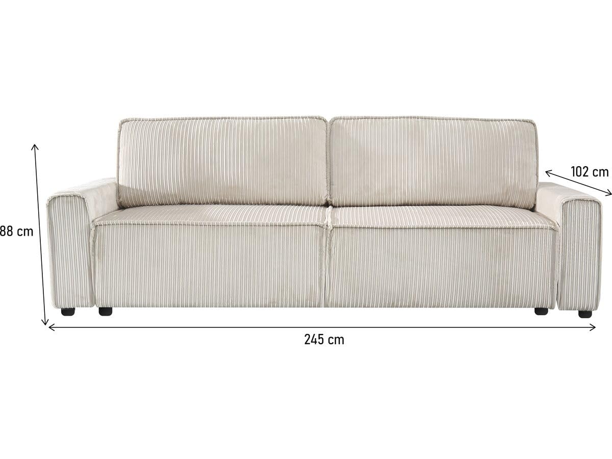 habitatetjardin Sofá Cama de Pana Montaigne - 3 plazas - Beige