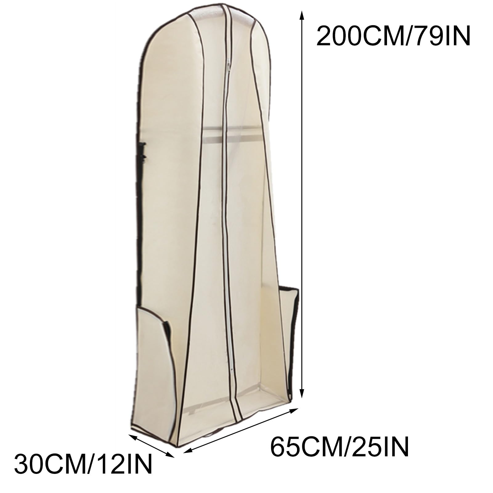 2 Custodie per Abiti da Sposa, Porta Copriabiti Portatili, con Finestra Trasparente, Adatte per Abiti da Sposa(Brown,65x30x200cm/25x12x79in)