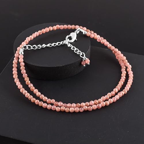 Miniatura 237 de Natural Moonstone Gemstones Choker Necklace, Faceted Rounds Beads, Silver Plated Jewelry, Healing Crystals, Birthday, Handamde, Minimalist, Women