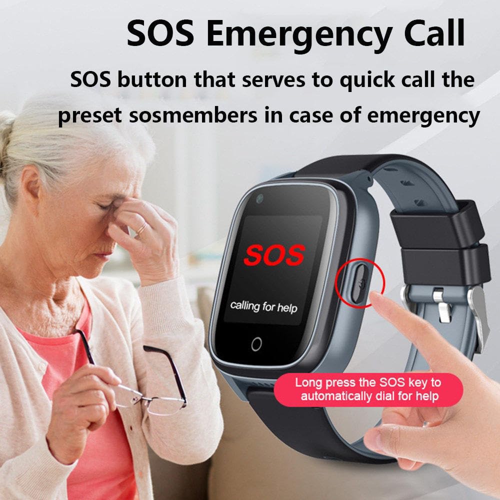 Smartwatch Per Anziani Con Rilevamento Cadute, Dispositivi Di Avviso Di Caduta, Localizzatore Gps, Localizzatore Gps, Cardiofrequenzimetro, Chiamate Bidirezionali, Regali Per La Tua Famiglia