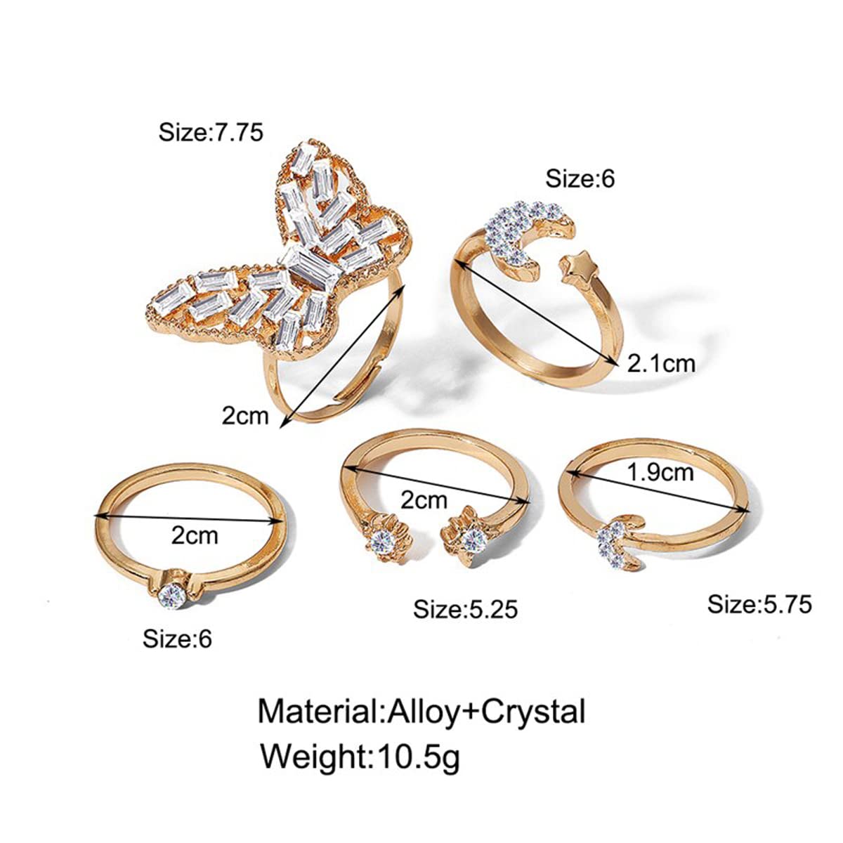 Vintage Floral Silver Plushy Rings Set