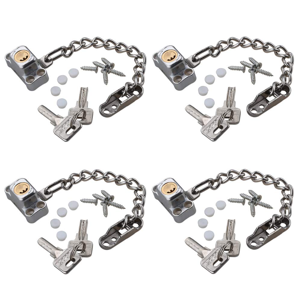 Fenster- und Balkontürsicherung, Sicherheits-Türkette, Türkette abschließbar, Ketten Fenster Türriegel für Baby und Kind Sicherheit, 16,5 cm Länge, Aluminiumlegierung Material ( Color : 4X )