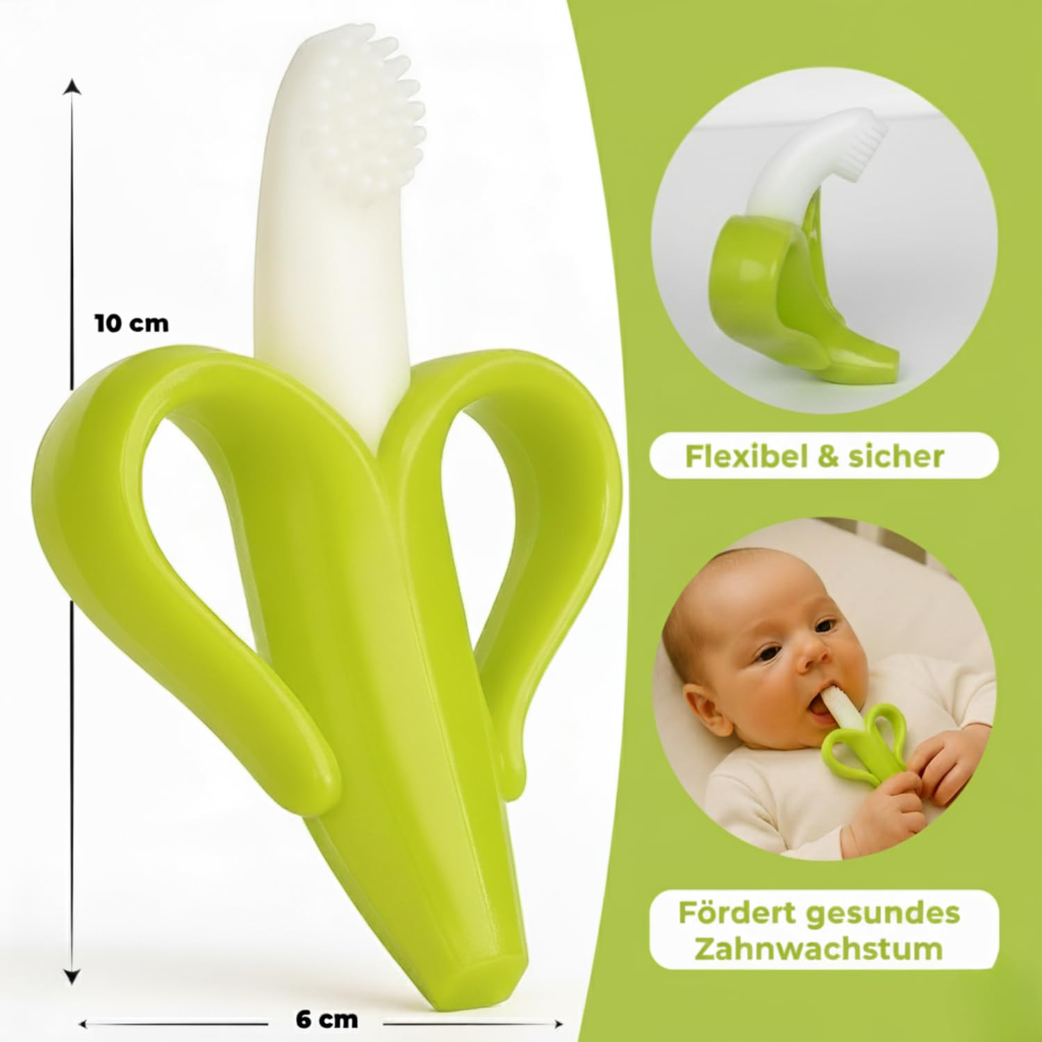 Teether for Babies - Banana Teething Toothbrush - Available in Different Colours with Free Pouch, Grün, 1 Stück (1er Pack) - Image 2