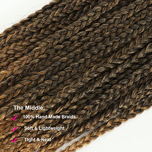 Themis Hair Ombre Blonde Crochet Box Braid 30Inch 6Packs Midium Size Premium Synthetic Crochet Braids Waist Length Individually Prelooped Handmade Soft Braids Hair Extension For Girls Women(30Inch M1B27) #TOP6