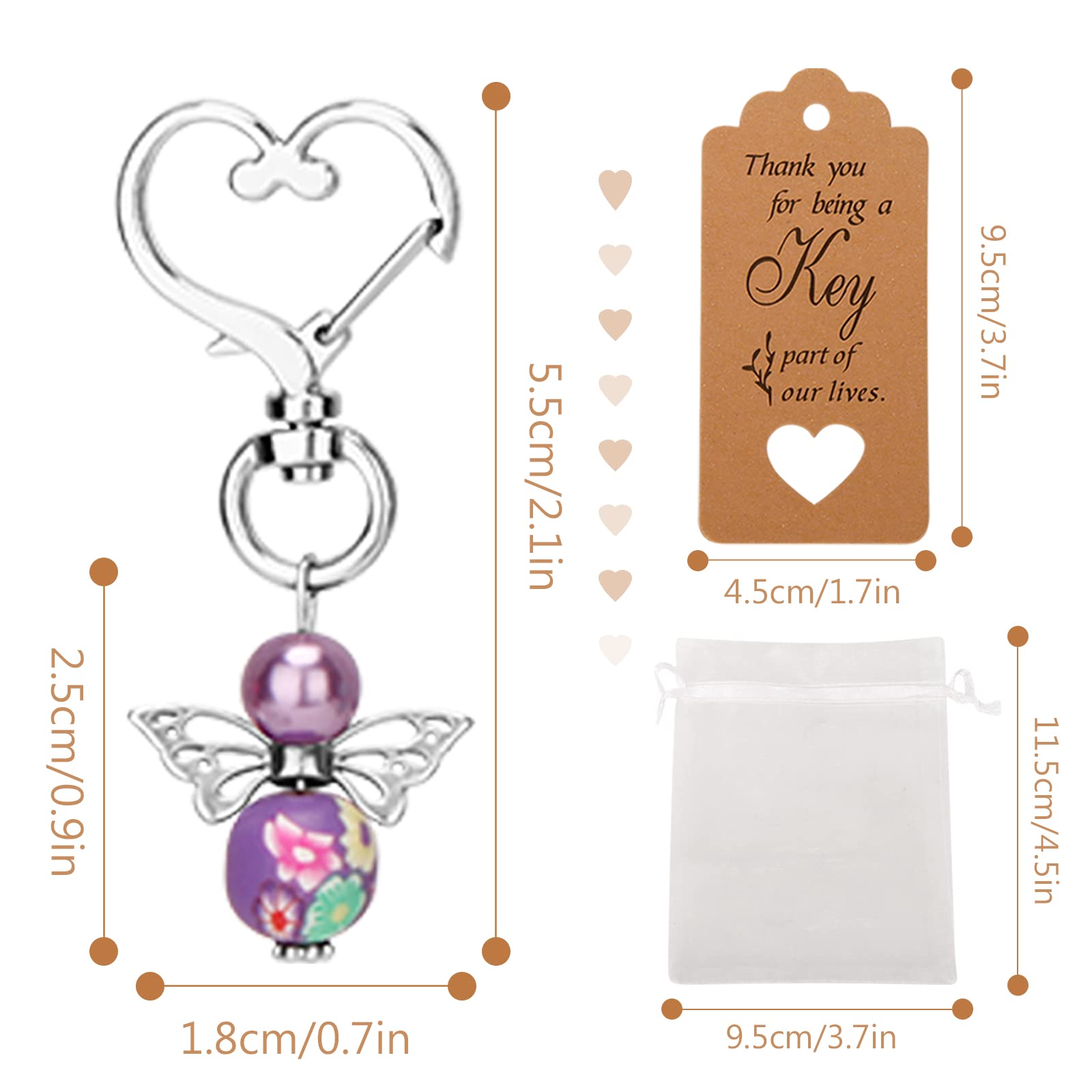 10 Ciondoli Angelo Custode - Portachiavi Con Perle Per Battesimi E Matrimoni - Foto 6