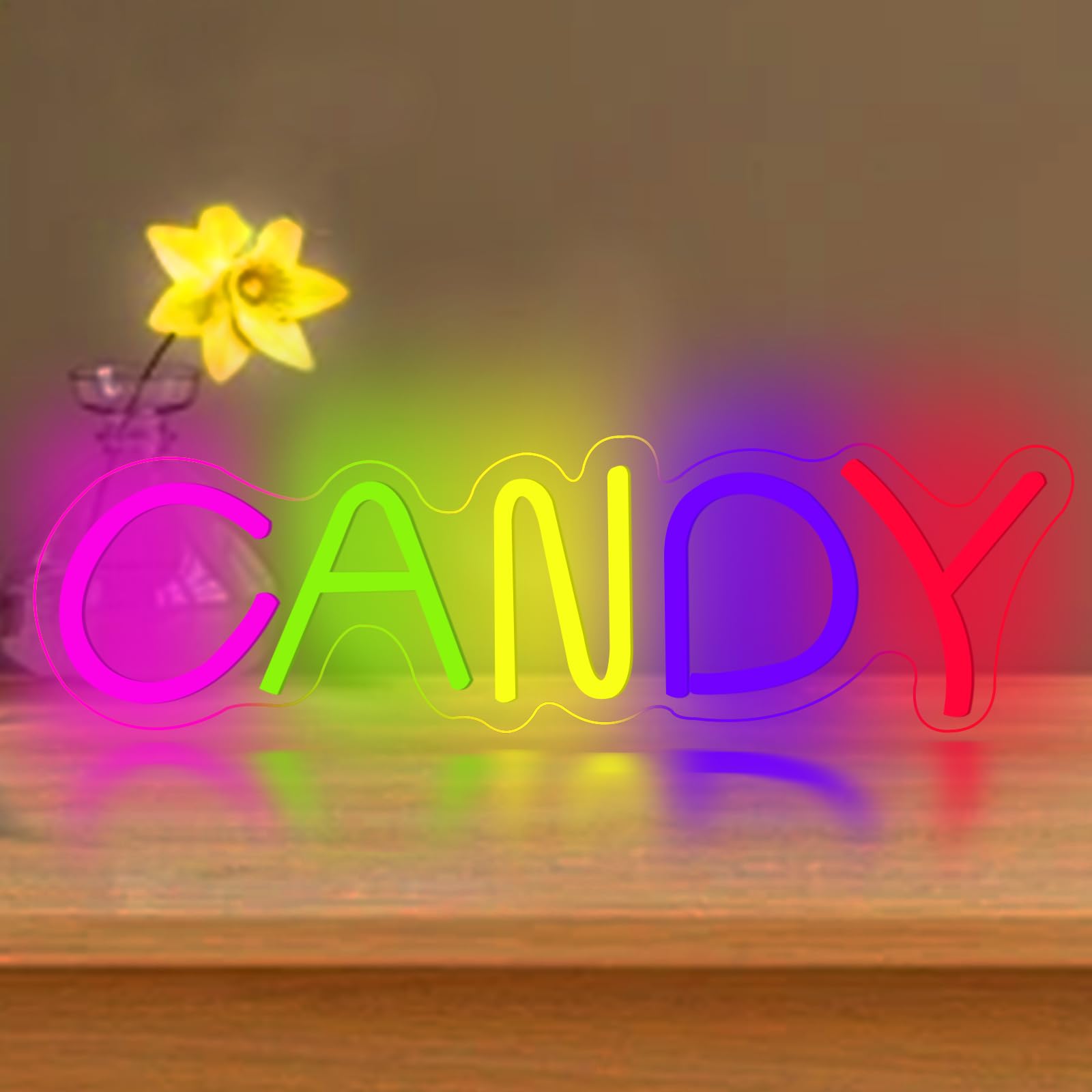 Candy Neon Sign Dimmable LED Candy Bar Neon Sign USB Powered Light Up Business Sign for Candy Shop Lollipop Store Snack Sweet Shop Kids' Room Bedroom Wall Decor Party Decoration — image 1