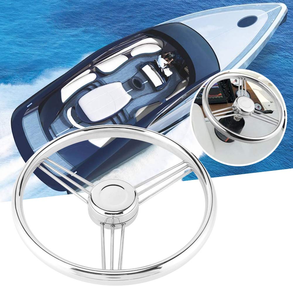 Ausla Volante per Barca Volante Marino in Acciaio Inossidabile 13 1 2 Pollici 9 Razze Inclinazione di 15 Gradi Costruzione 316 Lucidata per Sostituzione Timone per Yacht e Uso Nautico