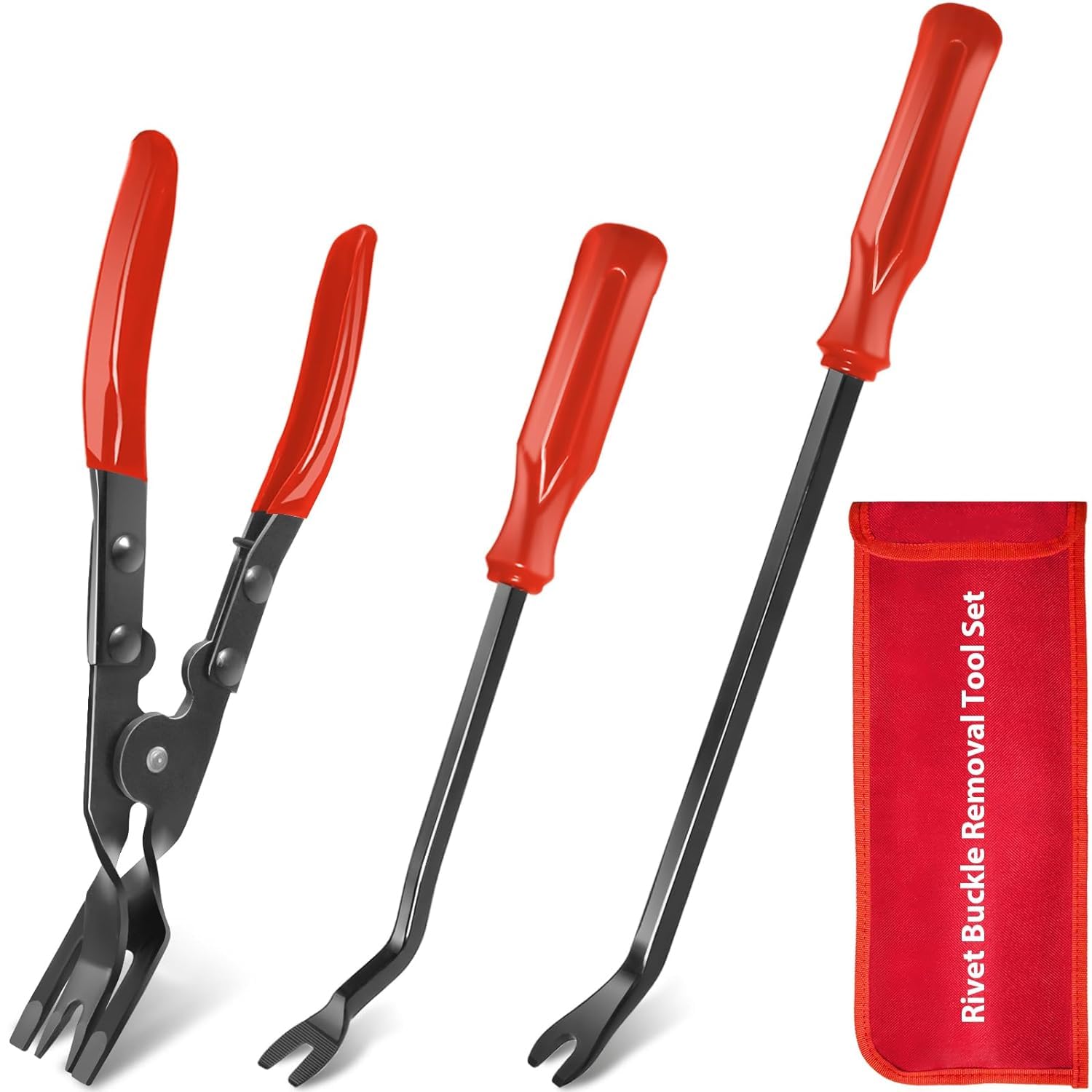 XQX 7 Pcs Auto Clip Pliers Set and Fastener Remover,Car Trim Rivet Removal Pry Tool Repair Kit with Storage Bag for Automotive Door Panel,Upholstery,Dashboard,Plastic Fasteners