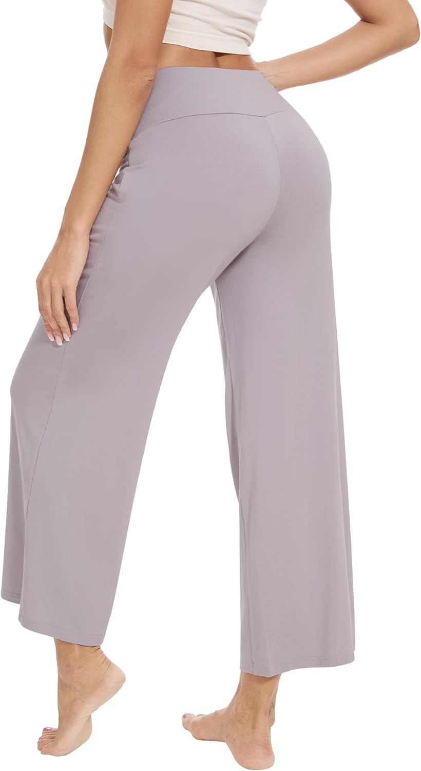WiWi Womens Yoga Pants Women's Lounge Pants High Waist Comfy Bottom Soft Viscose from Bamboo Palazzo Sweatpants, Lavender,X-Large - Image 2