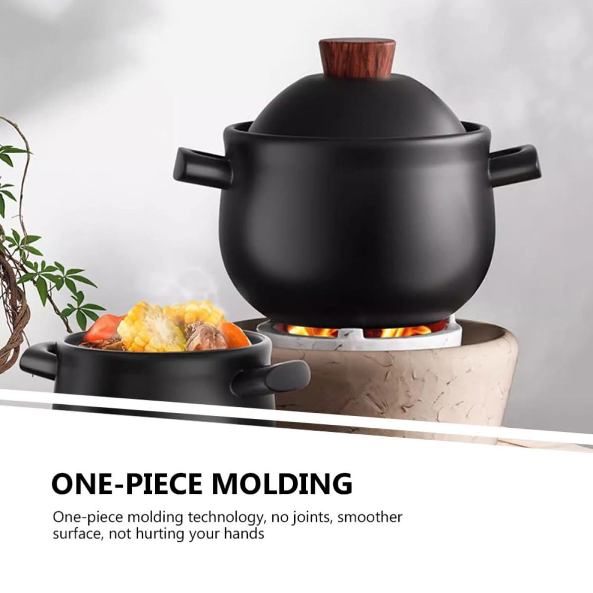 Balacoo Pentola per Stufato in Ceramica da 2,5l con Tecnologia Monopezzo, Resistente alle Alte Temperature, per Cucina a Gas e Zuppe Casalinghe