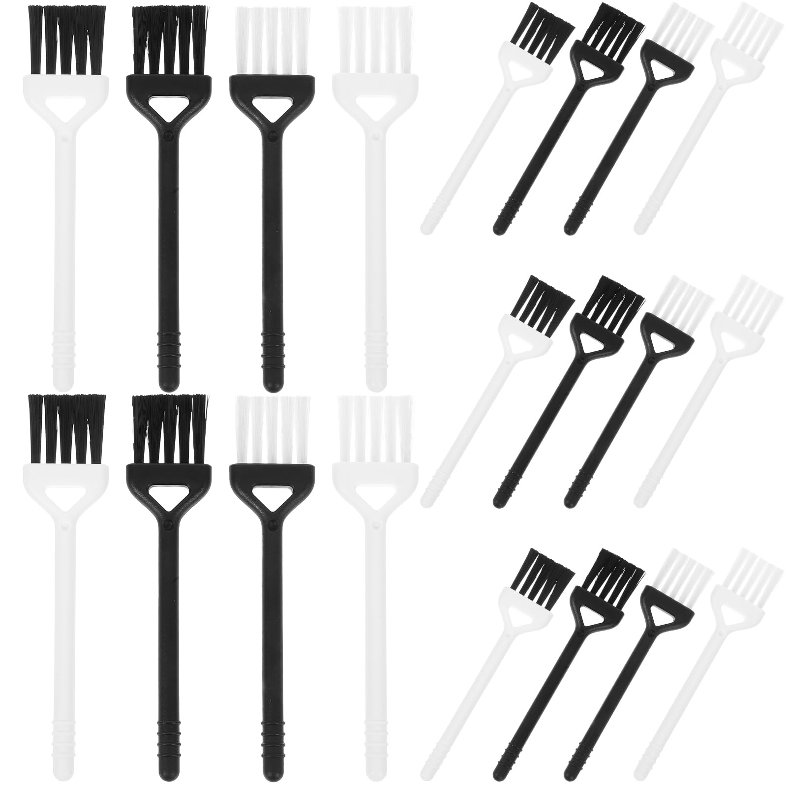 Lurrose Lot de 20 mini brosses de nettoyage pour rasoir électrique - Mini brosse à poils - Pour clavier - Pour peigne et presse à ail - Noir et blanc