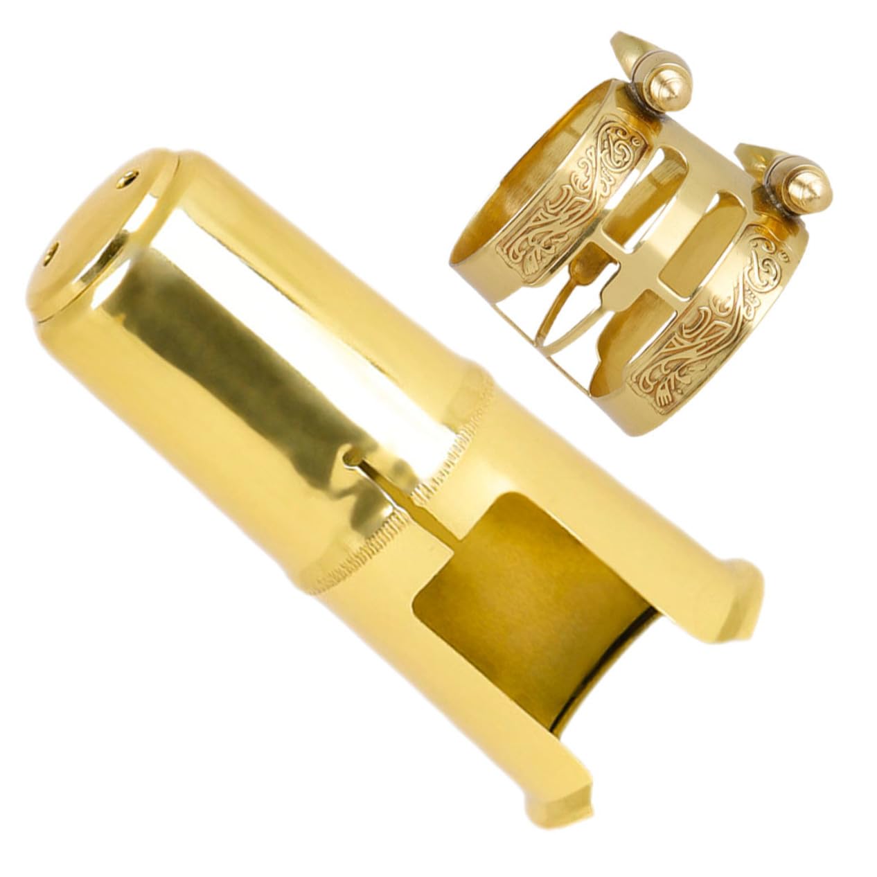 Baluue Alto Saxophon Ligaturkappe aus Messing Hochreaktiv und Robust Ersatzmundstück Zubehör für Tenor Saxophon mit Dekorativer Klemme