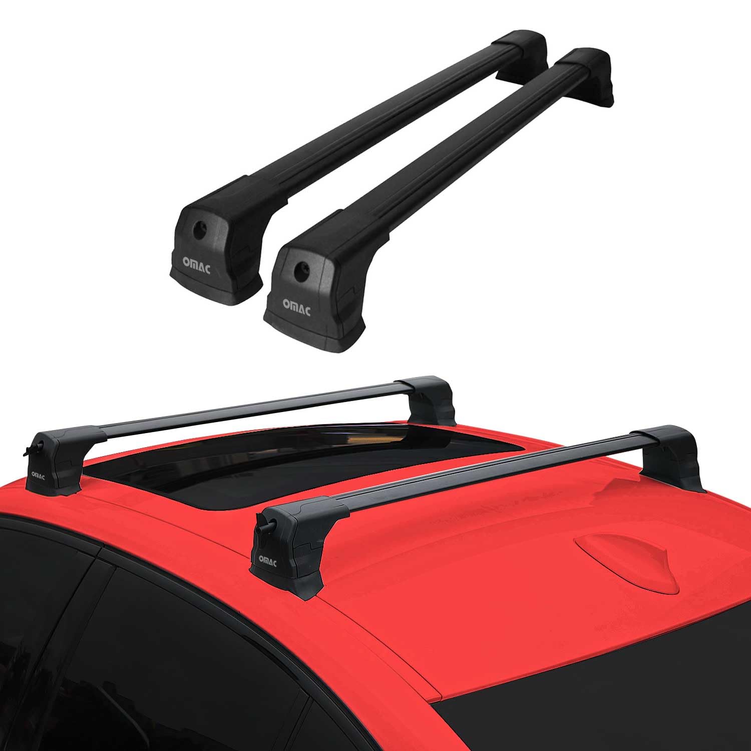 Dakdrager, basisdrager compatibel met Mercedes Viano Vito W638, W639, W447, 2003-2025, aluminium, 75 kg, zilver, 2-delig, open reling voor fietsendragers, dakkoffers, skidragers, afsluitbaar