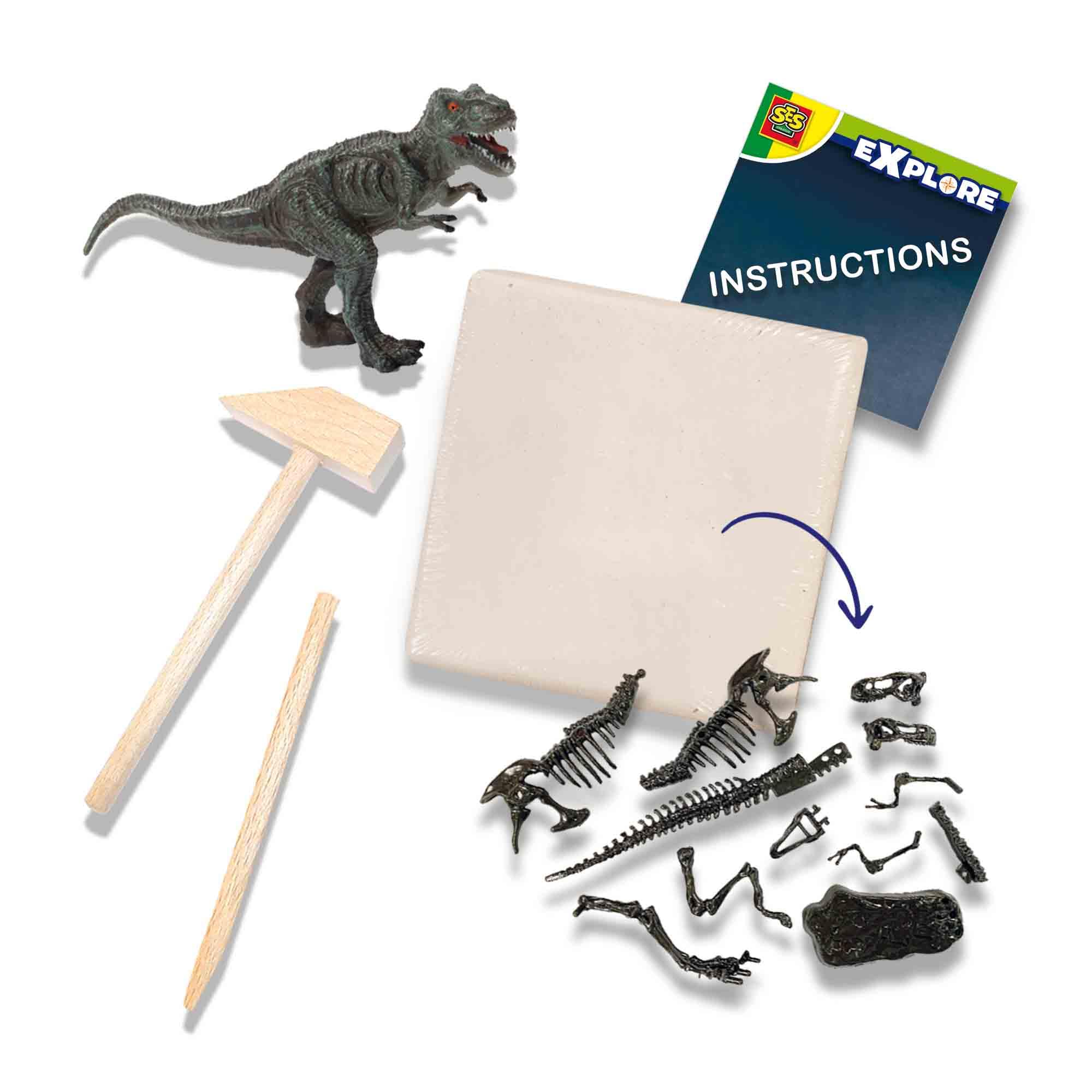 SES Creative 25092 2 in 1 Dinosaur and Skeleton Dig-T-rex, One Size, White With Glowing Parts - Image 2