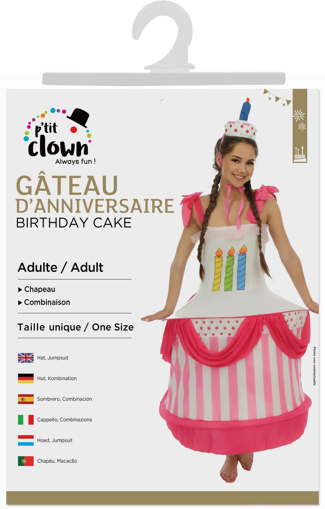 P'tit Clown 86899 Adult Women's Birthday Cake Fancy Dress Costume, One  Size, Multicoloured : Amazon.co.uk: Toys & Games