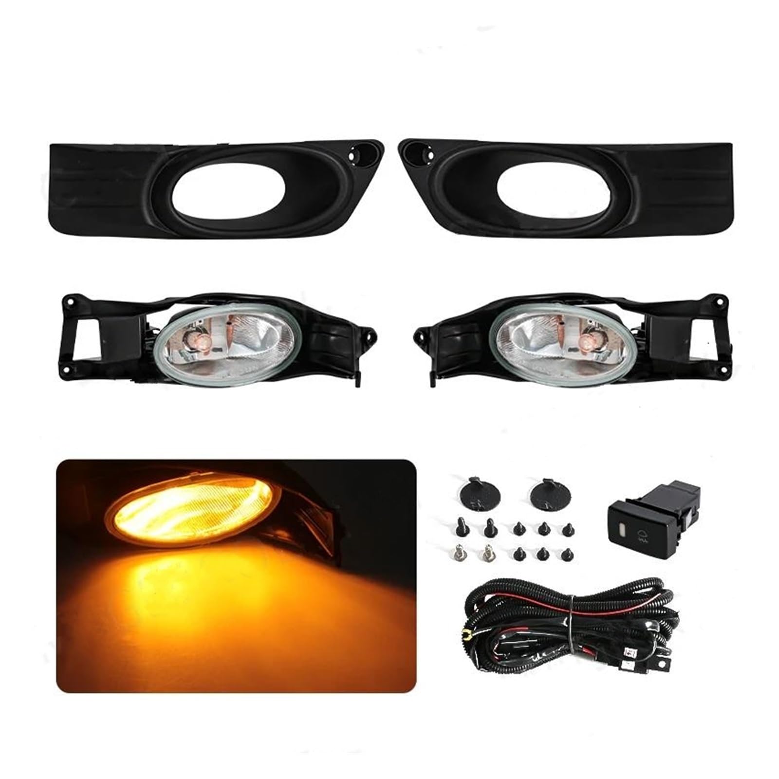 Para Fit Para Jazz Para Shuttle 2011-2016 Faros Antiniebla Halógenos Para Parachoques Delantero De Coche Luces Diurnas LED DRL Faro Antiniebla Trasero Led Impermeable(LED Yellow)