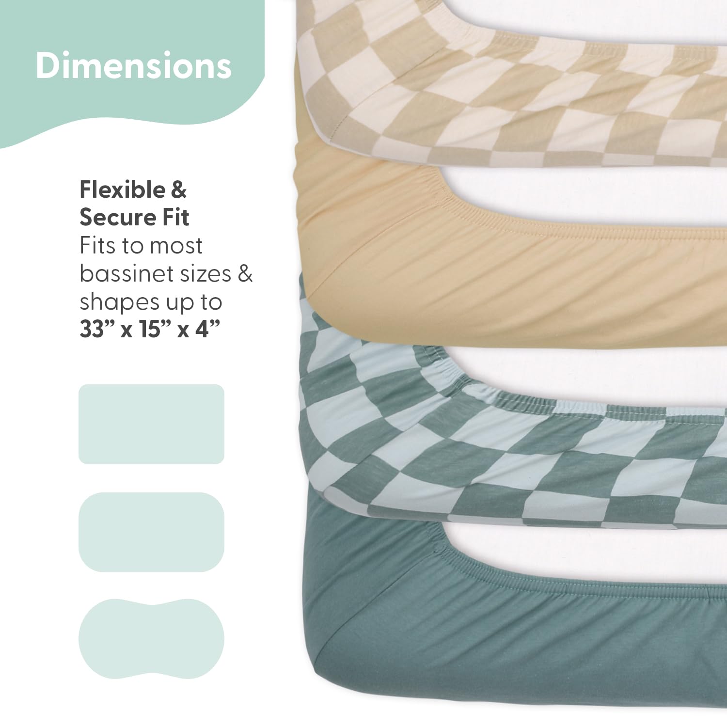 The Peanutshell Baby Bio-Bettlaken für Stubenwagen, für Jungen oder Mädchen, ultraweich und rechteckig, Uni, 100% Jersey-Baumwolle, Spannbettlaken für Kinderbett, Stubenwagen-Matratze