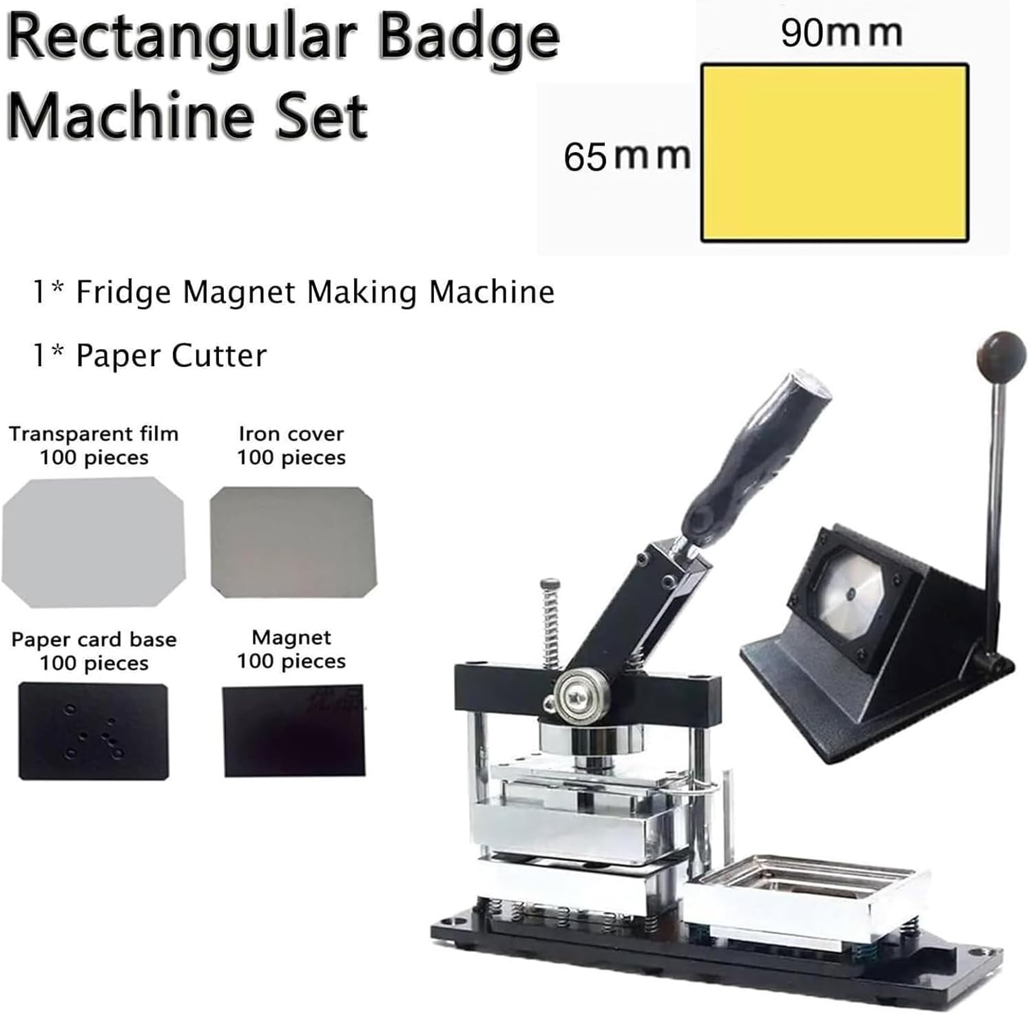 Fridge Magnet Maker Kit 3x2inch/3.5x2.5inch Rectangle Button Magnets Maker Machines DIY Photo Magnet Making Machine with Paper Cutter & 100 Sets Supplies
