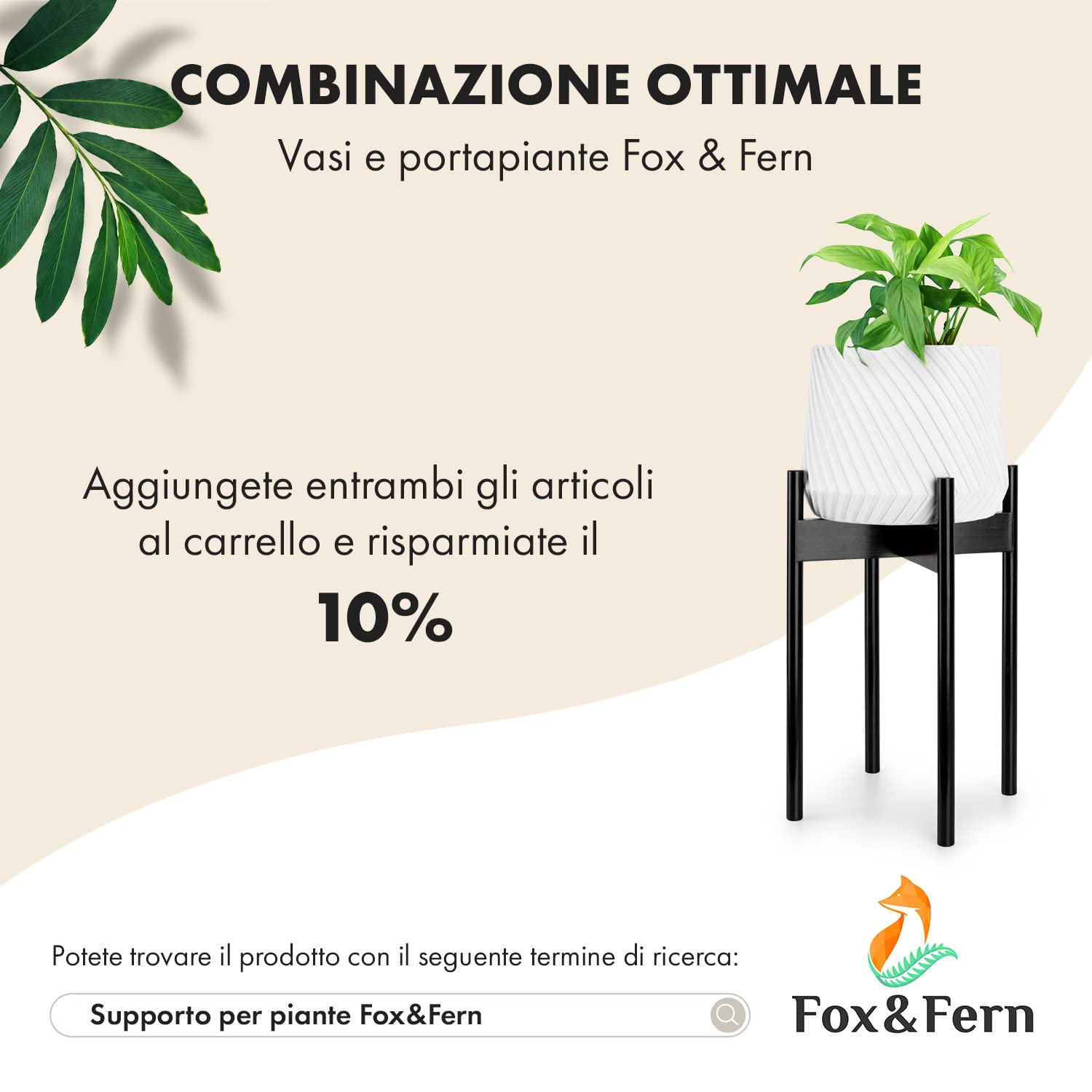 Fox & Fern Vasi da Esterno, Vasi per Piante da Esterno e Interno, Resistenti a Raggi UV e Gelo, Vaso Grande da Interno con Tappo di Scarico, Fioriera da Esterno in Polystone, Vaso da Esterno Singolo