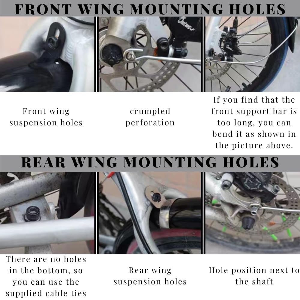 ZSYALY Bike Fenders Set for 700c x 45mm Fits to 35mm-45mm Tire Width Black