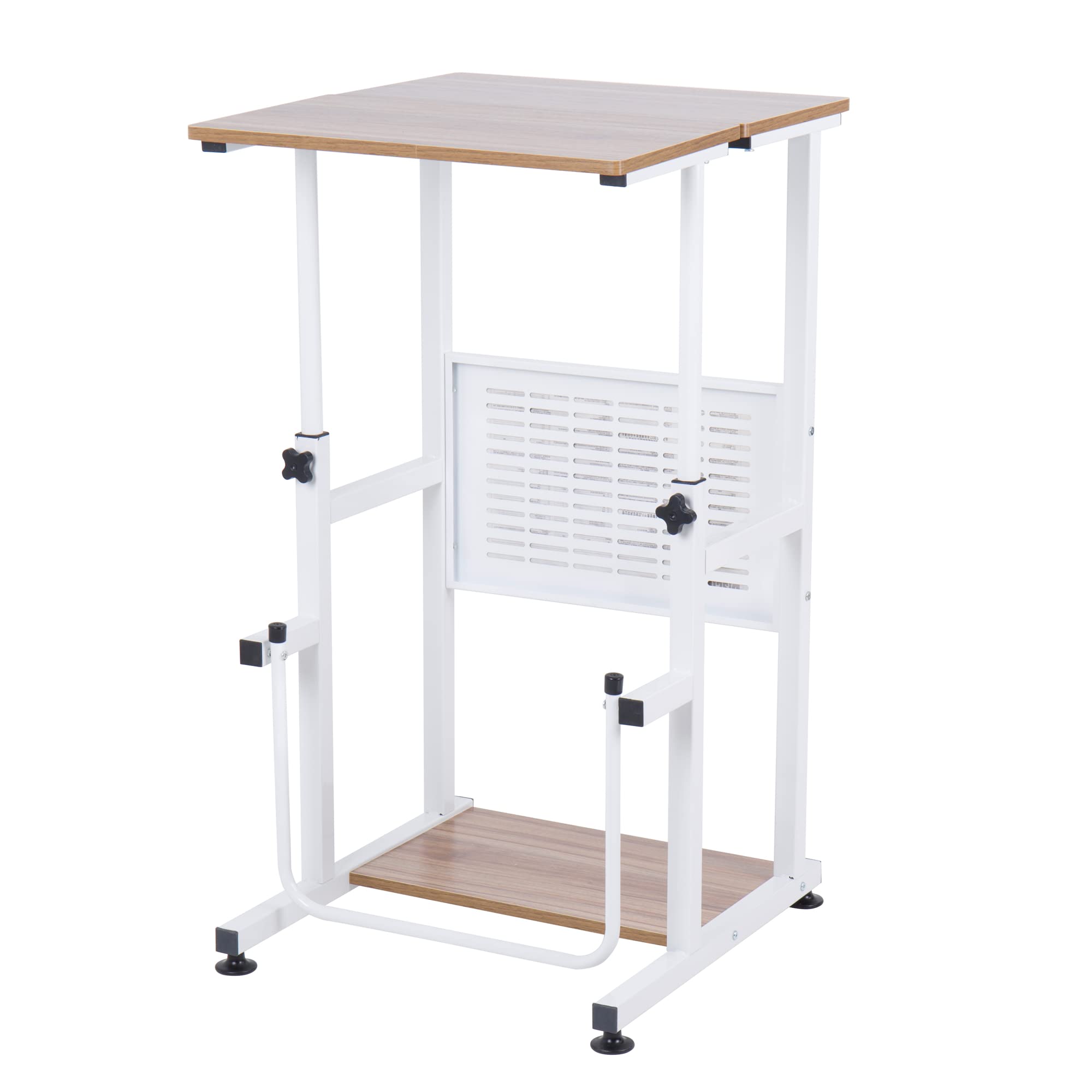 SDADIAdjustable Height Standing Desk Student Desk with Swinging Footrest Optional for Standing and Seating 2 Modes, Light Grain L1010WFLT
