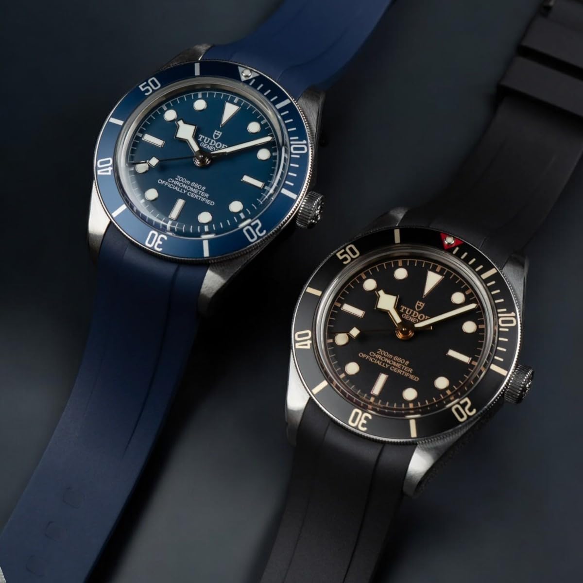 Correas de reloj de goma FKM con extremo curvado para Tudor Black Bay 58 y Ranger de 20 mm – Correas de repuesto integradas para BB58 GMT 39 mm – Compatible con M79030 M79950 M79012 M79018 M7939G