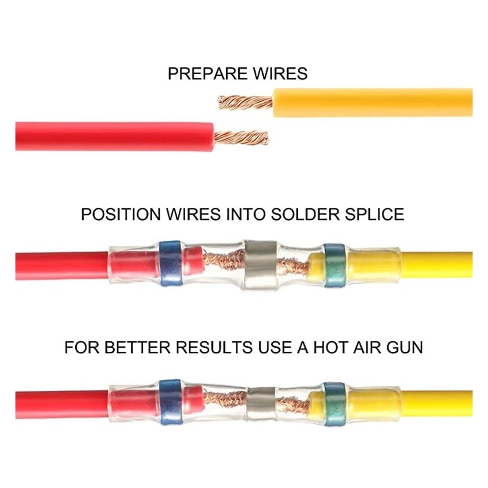 Kit de conectores de empalme aislados de cable eléctrico, tubo de envoltura de soldadura resistente al agua, terminales de conexión termorretráctiles mixtos(250PCs With Box)