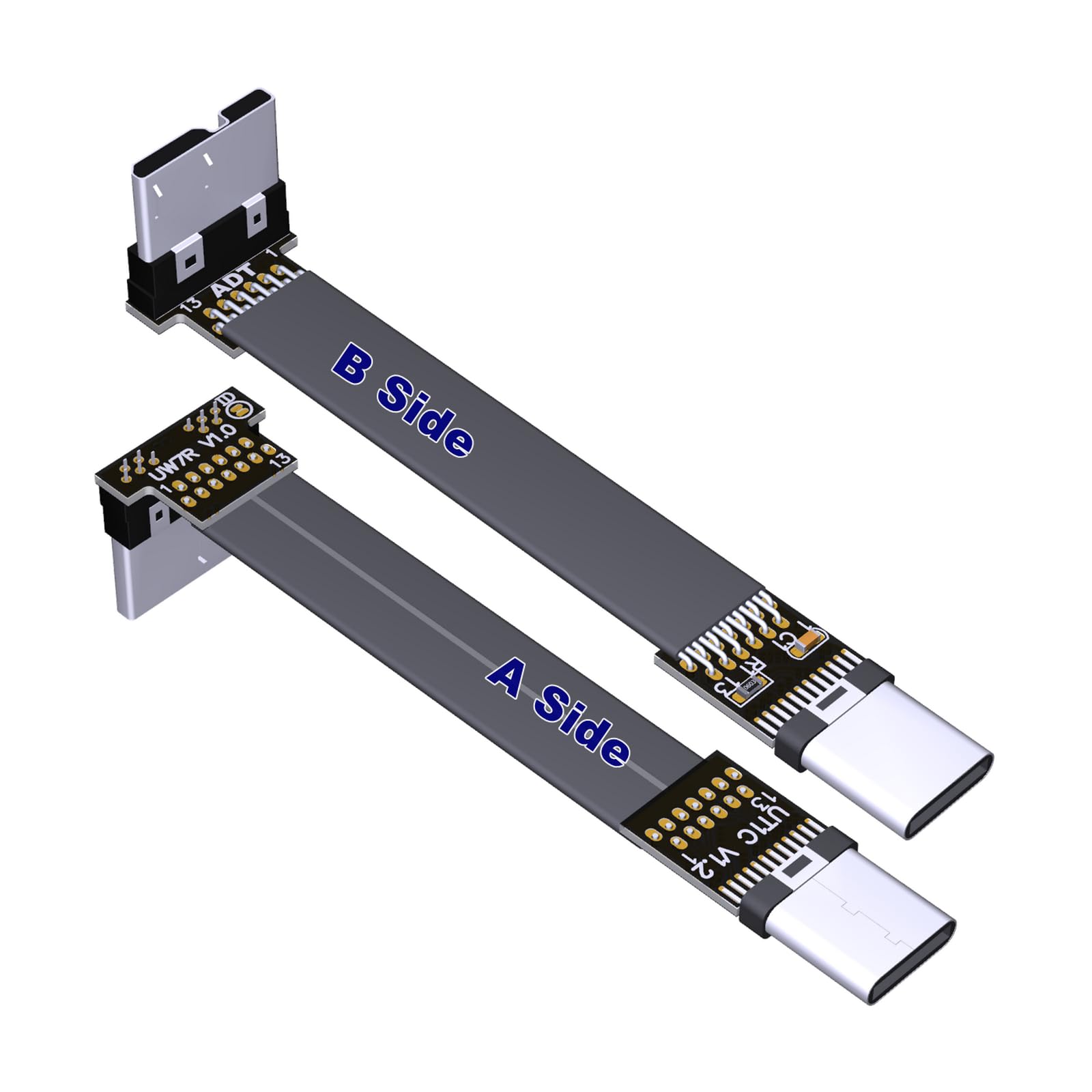 ADTLINK USB C Male to Micro B Male Cable Flat Flexible Up & Down & Left & Right Angled 90 Degree USB 3.0 Micro B to Type C Data Charge Cable (3cm,